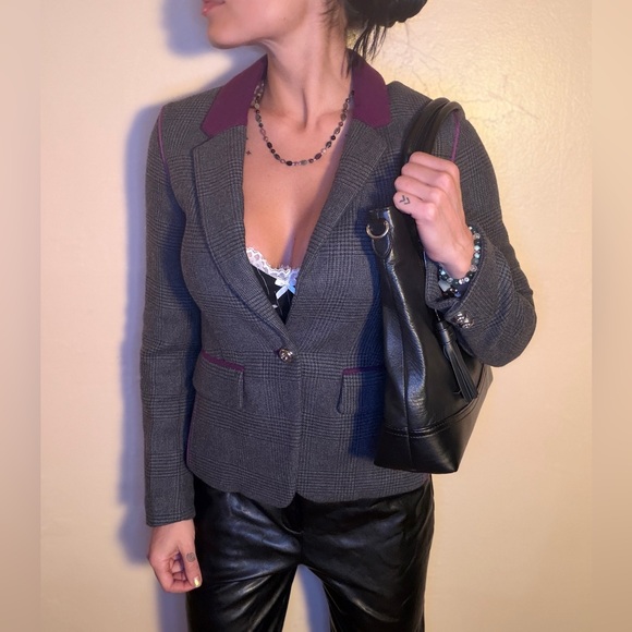 Juicy Couture Preppy Tailored Gray and Purple Blazer Y2K - Picture 2 of 6